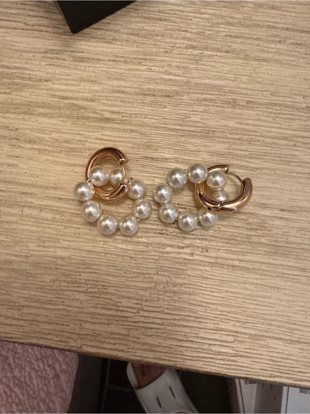 Gold Hoop Earrings with White Pearls purchased from Tuckernuck NWOT